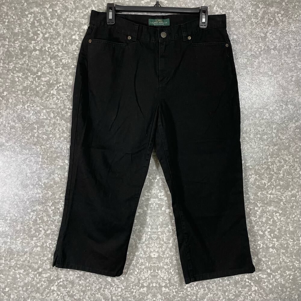 Lauren Ralph Lauren Black Lightweight Denim Carpi Jeans - Size 10 - Straight Leg